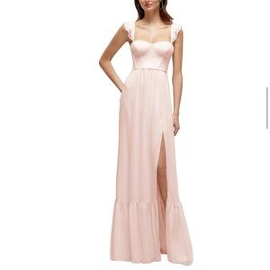 Dessy Group Lux Chiffon Blush Maxi Dress